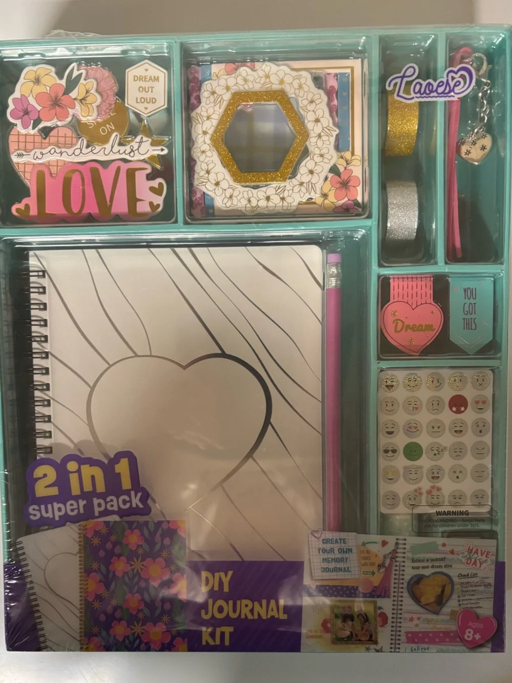DIY Journal Kit for Girls — Silver & Teal Craft Set
